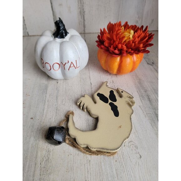 Pumpkin AS IS White orange flower ghost Halloween set decor - Picture 2 of 8